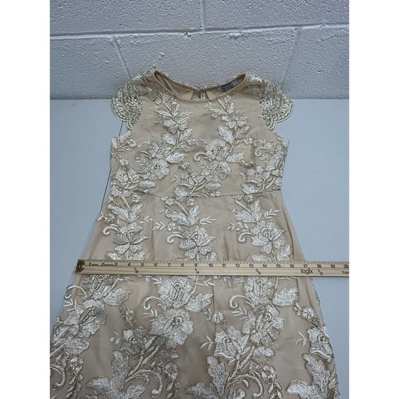 She And Sky Embroidered Bride Holiday Gold White Mini Dress Cutout Back L‎ - Picture 10 of 13